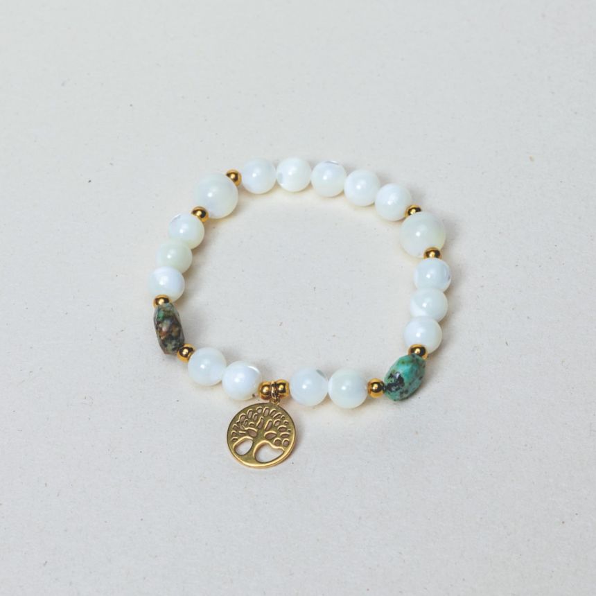 Bracelet Iris - Nacre, Turquoise Africaine