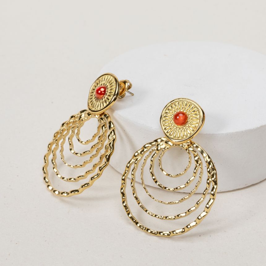 Boucles d'oreilles Jody - Agate rouge Cornaline