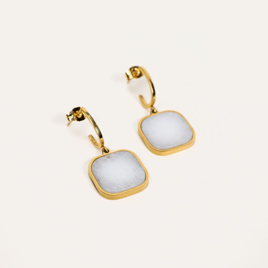Boucle d'oreilles Cheren - Agate blanche