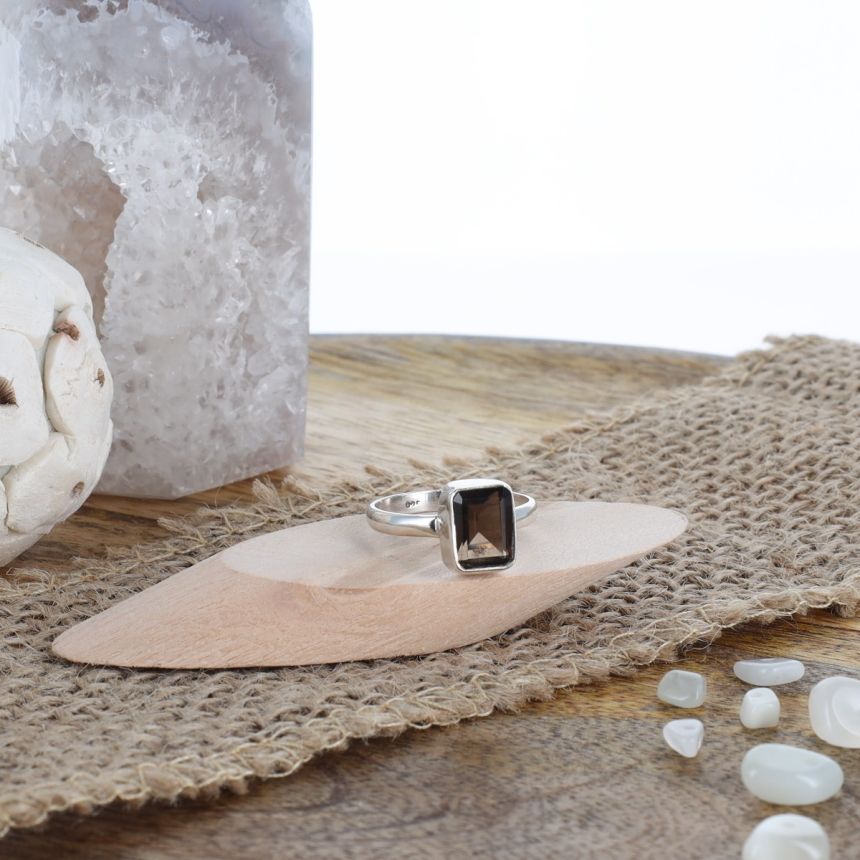 Veda - Bague argent 925 Quartz Fumé